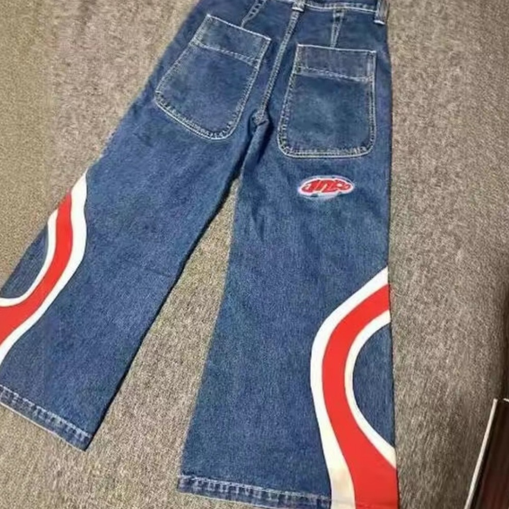 Blue Denim Jinco Jeans with Red Accents